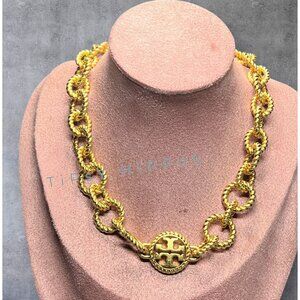 TORY BURCH Gold-Tone Chunky Rope Chain Link Necklace With Toggle Clasp